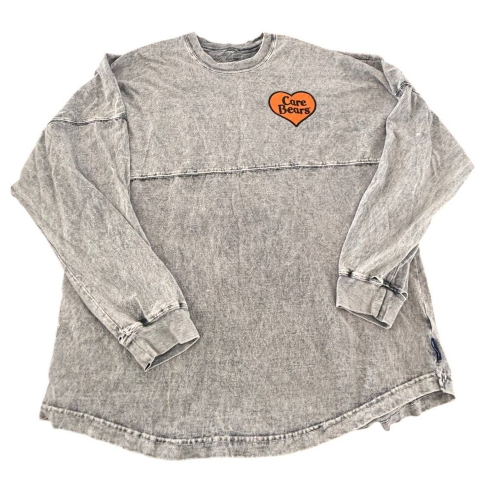 Care Bears Halloween Sweatshirt Acid Wash Gray Large Spooky Pumpkin Graphic
